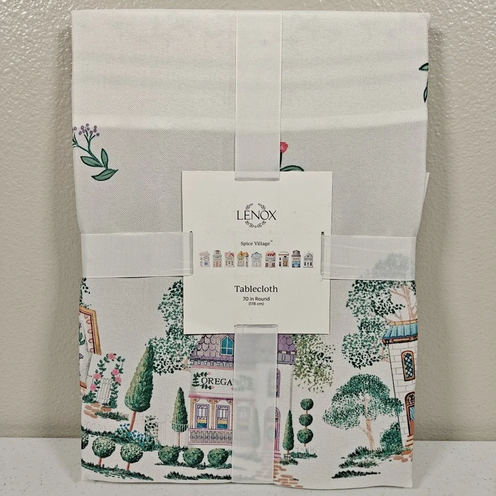Lenox Spice Village Double Border White Tablecloth 70